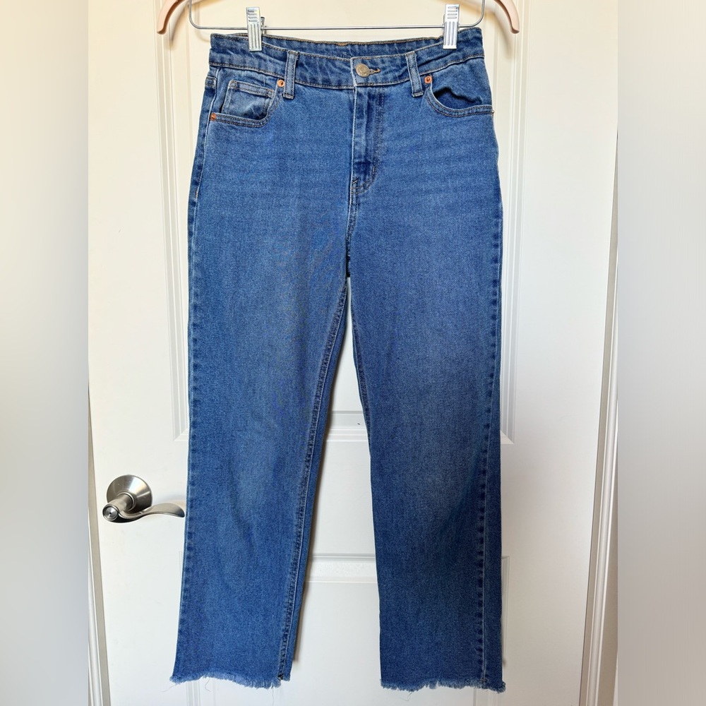 Blue Jean, frayed bottom, blue denim